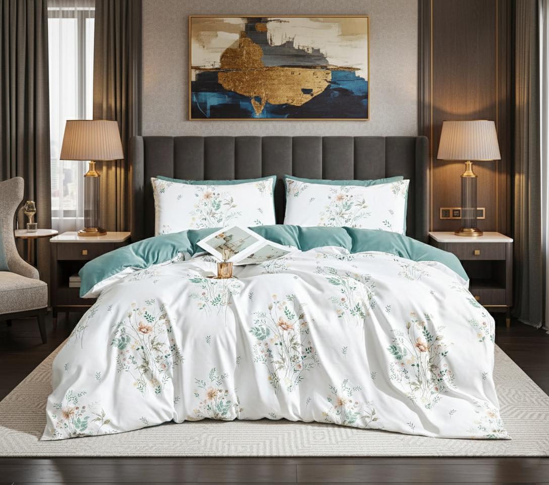 Floral Duvet Cover Set 3 Piece Double & King Size Soft Microfiber Bedding Set with 2 Pillowcases Floral Bed Linen Quilt Cover UK