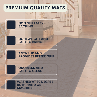 Non-Slip Geometric Gel Mat Greek Style Hallway Rug Runner Kitchen Floor Mat Size