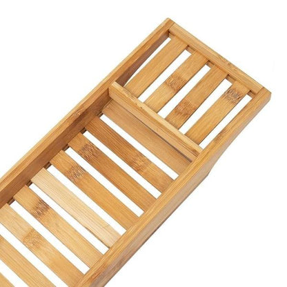 New Bamboo Bathtub Caddy Tray Bathroom Accessories Board Candle Wine Glass Book Tablet iPad & Phone Holders Bath Tub Rack Shelf Storage Organiser