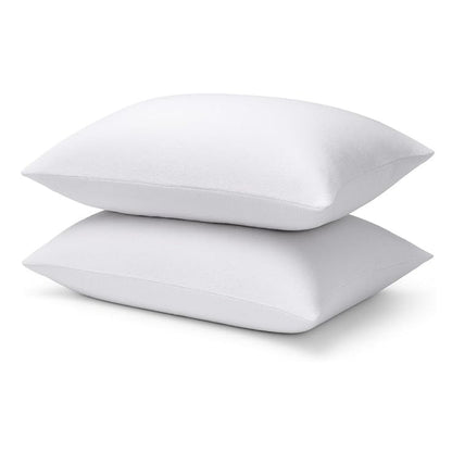 Pillow Protectors 2 Pack / 4 Pack Zippered Pillow Covers 50x75cm Soft Terry Breathable Machine Washable Bedding Protectors White