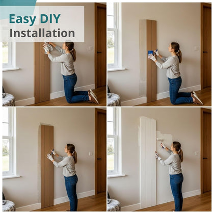 6 Piece Paintable MDF Wall Panels 3D Decorative Wall Slats for Interior Feature Walls, DIY Shaker Style Wall Panelling, Moisture Resistant