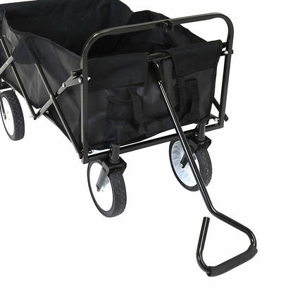 Heavy Duty Foldable Wagon Cart with 4 Wheels Collapsible Utility Trolley for Shopping, Camping, Beach, Garden & Festivals Portable 80KG Capacity