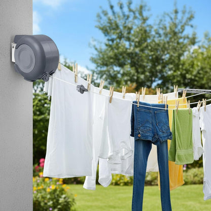 26m Dual Retractable Washing Line - Heavy Duty Wall-Mounted Clothes Dryer Line for Indoor & Outdoor Use - Laundry Adjustable