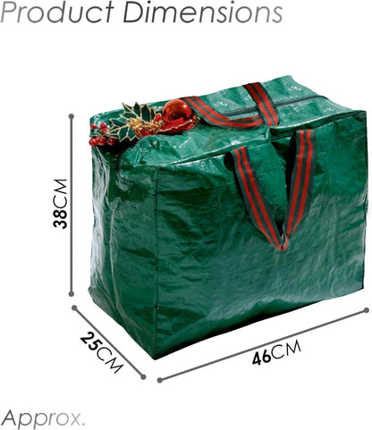 Large Christmas Lights Storage Bag Zip Closure Strong Handles Delicate Decorations Ornaments Baubles Wrapping Paper and Tinsel Storage Durable Woven Polyethylene Material L46 x W25 x H38cm