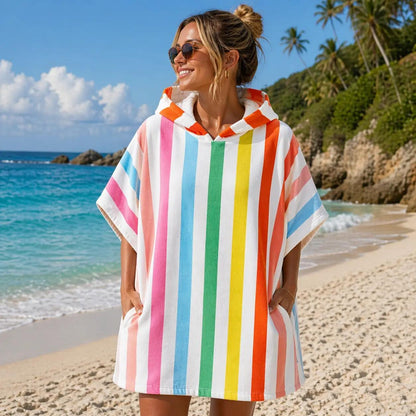 Adult Hooded Beach Towel Poncho Quick Dry Changing Robe Sand Free Lightweight Swim Cover Up 108 x 85cm for Beach Swimming Surfing Gym Camping Travel