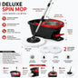 Deluxe Spin Mop and Bucket Set with Stainless Steel Handle Microfibre Mop Heads and Foot Pedal