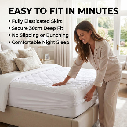 Quilted Mattress Topper Protector 30cm Extra Deep Fitted Mattress Cover Soft Breathable Mattress Pad Single Double King Super King