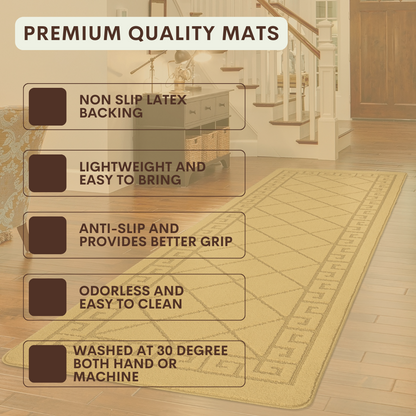 Non-Slip Geometric Gel Mat Greek Style Hallway Rug Runner Kitchen Floor Mat Size
