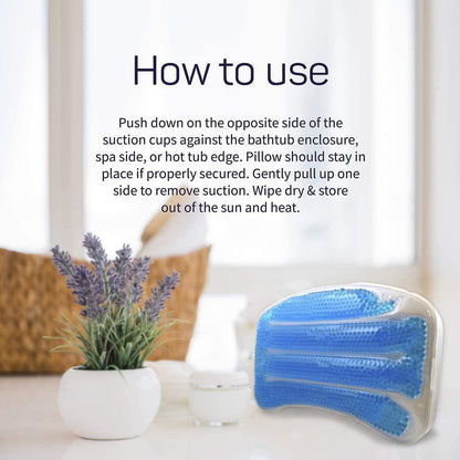 Cooling Gel Spa Bath Pillow with Suction Cups Soft Neck & Shoulder Support Headrest for Bathtub & Home Spa Relaxation