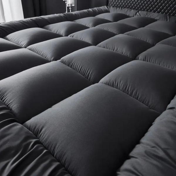 Extra Deep Mattress Topper 4 Inches 10cm Thick Luxury Hotel Quality Fluffy Breathable Bounce Back Comfy Grey Mattresses Toppers with Corner Elasticated Straps Single Double Super King Bedding Size