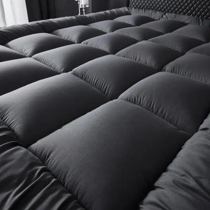 Extra Deep Mattress Topper 4 Inches 10cm Thick Luxury Hotel Quality Fluffy Breathable Bounce Back Comfy Grey Mattresses Toppers with Corner Elasticated Straps Single Double Super King Bedding Size