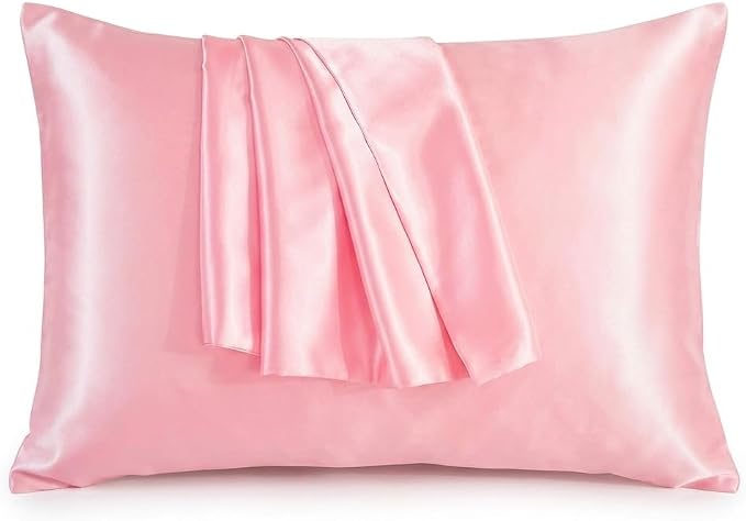 2 Pack Satin Pillowcases 50x75cm Standard UK Size  Soft 100% Polyester Satin Pillow Covers with Envelope Closure, Smooth Lightweight Machine Washable Bedding Pillowcase Set for Home & Bedroom
