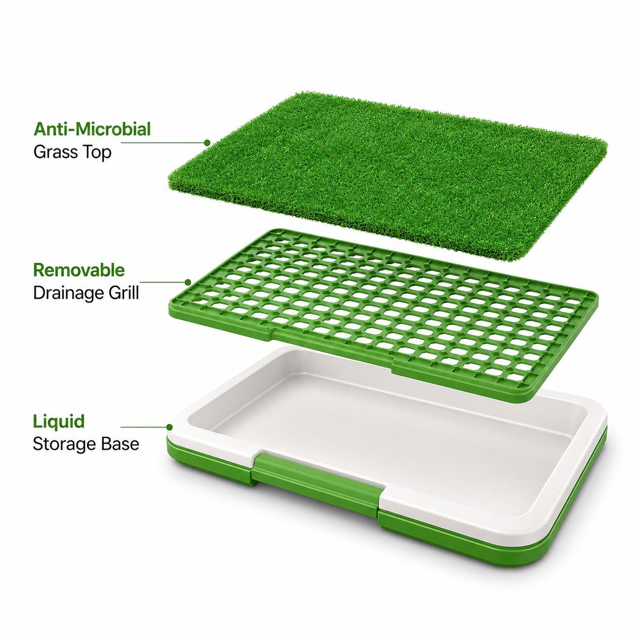 Pet Toilet Training System with Grass Surface Reusable Indoor Puppy Training Pad Easy Drain Pet Tray