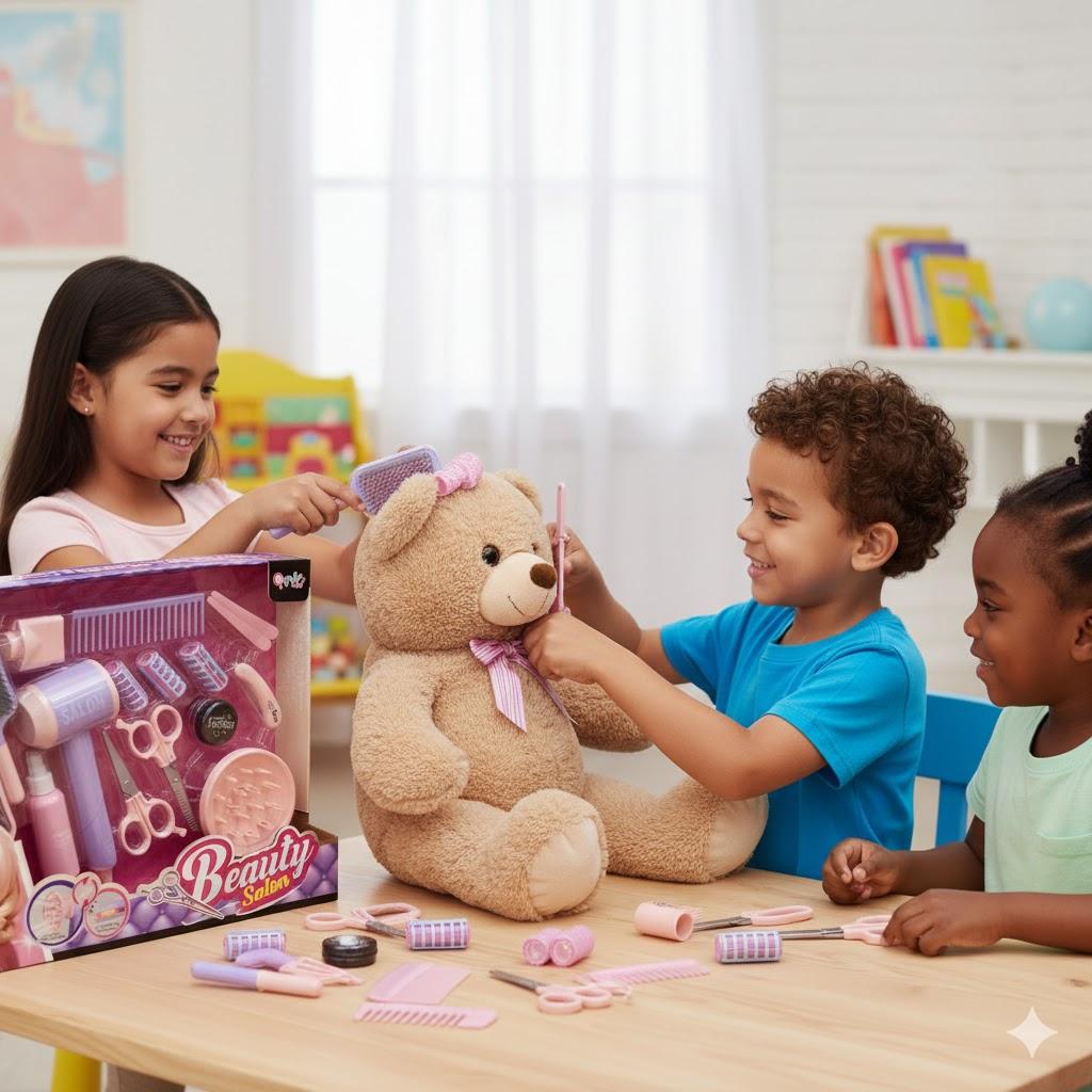 Kids Pretend Hair Salon Play Set with Storage Box Creative Roleplay Toy & Ideal Toddler Gift for Birthday play