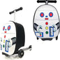 2-in-1 Kids Scooter Suitcase 18 Inch Foldable Ride-On Children's Luggage 25L Lightweight Travel Case with Smooth Wheels for Boys & Girls 5+