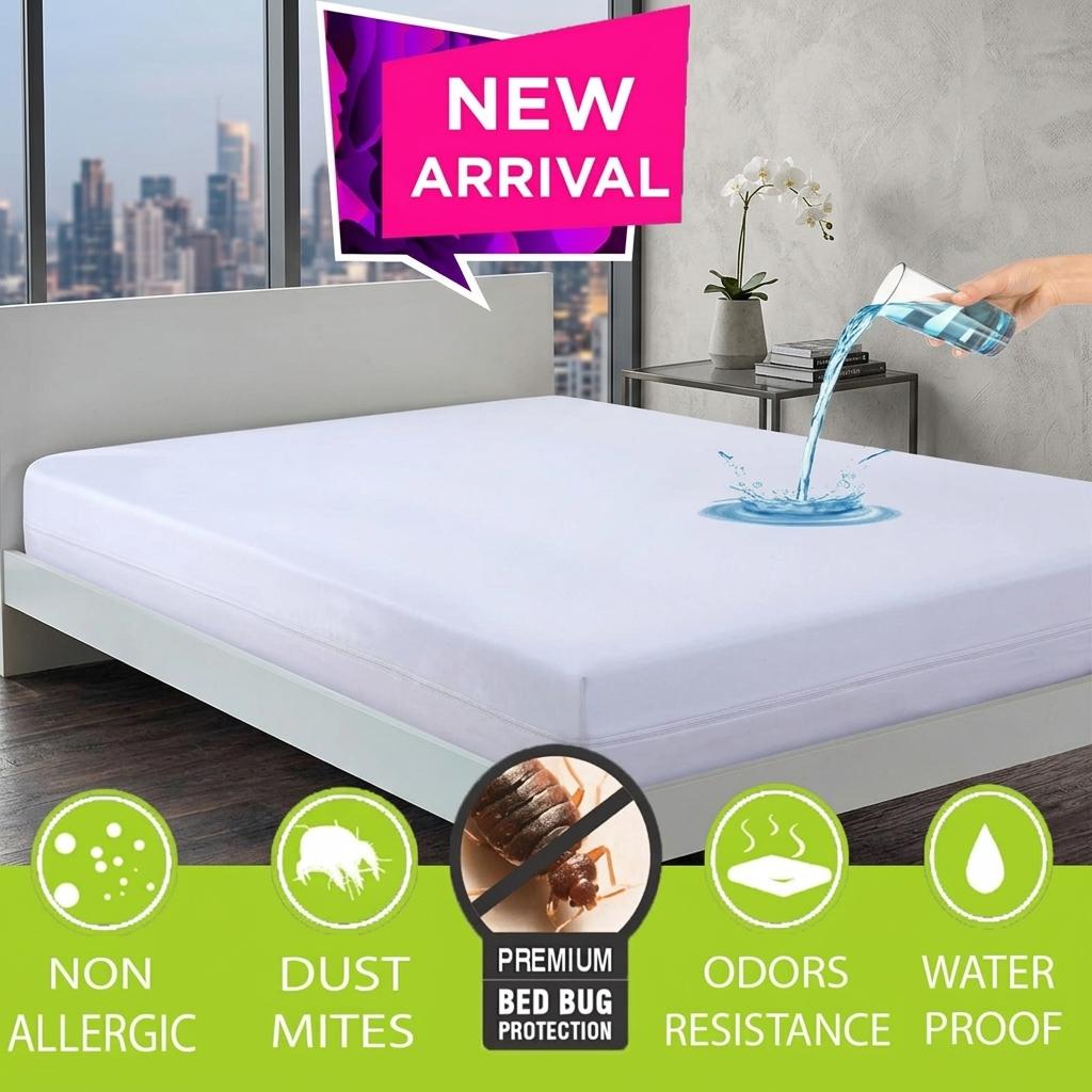 Waterproof Zipped Mattress Protector Full Encasement Mattress Cover Anti-Allergen Single Double King Super King