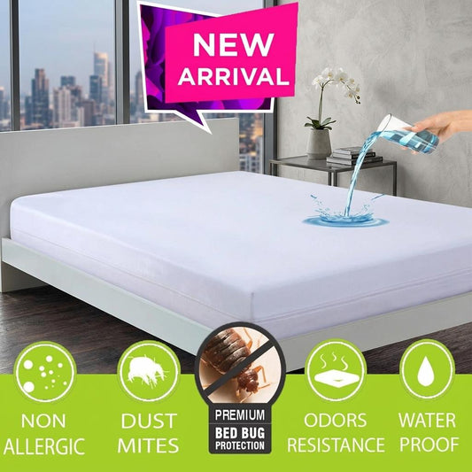 Waterproof Zipped Mattress Protector Full Encasement Mattress Cover Anti-Allergen Single Double King Super King