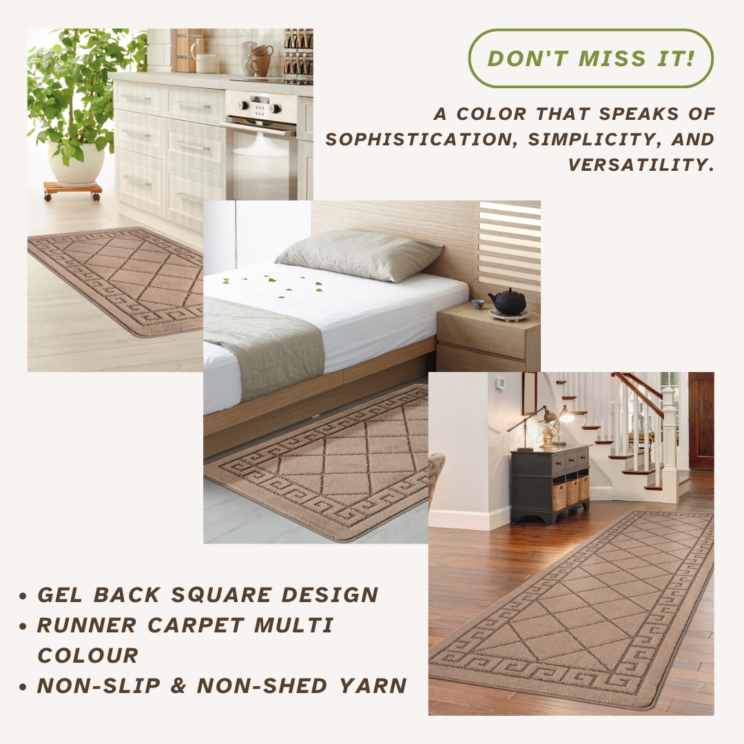 Non-Slip Geometric Gel Mat Greek Style Hallway Rug Runner Kitchen Floor Mat Size