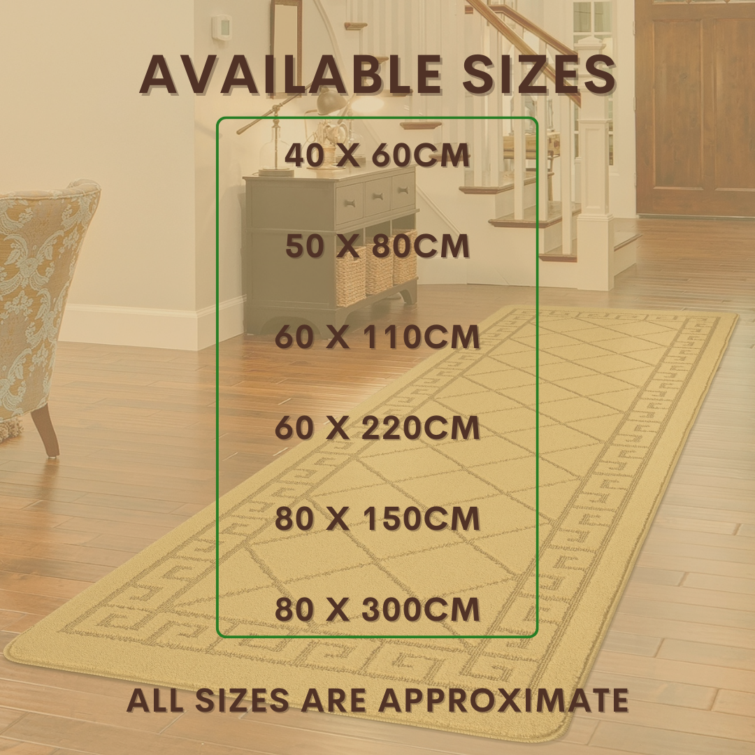 Non-Slip Geometric Gel Mat Greek Style Hallway Rug Runner Kitchen Floor Mat Size