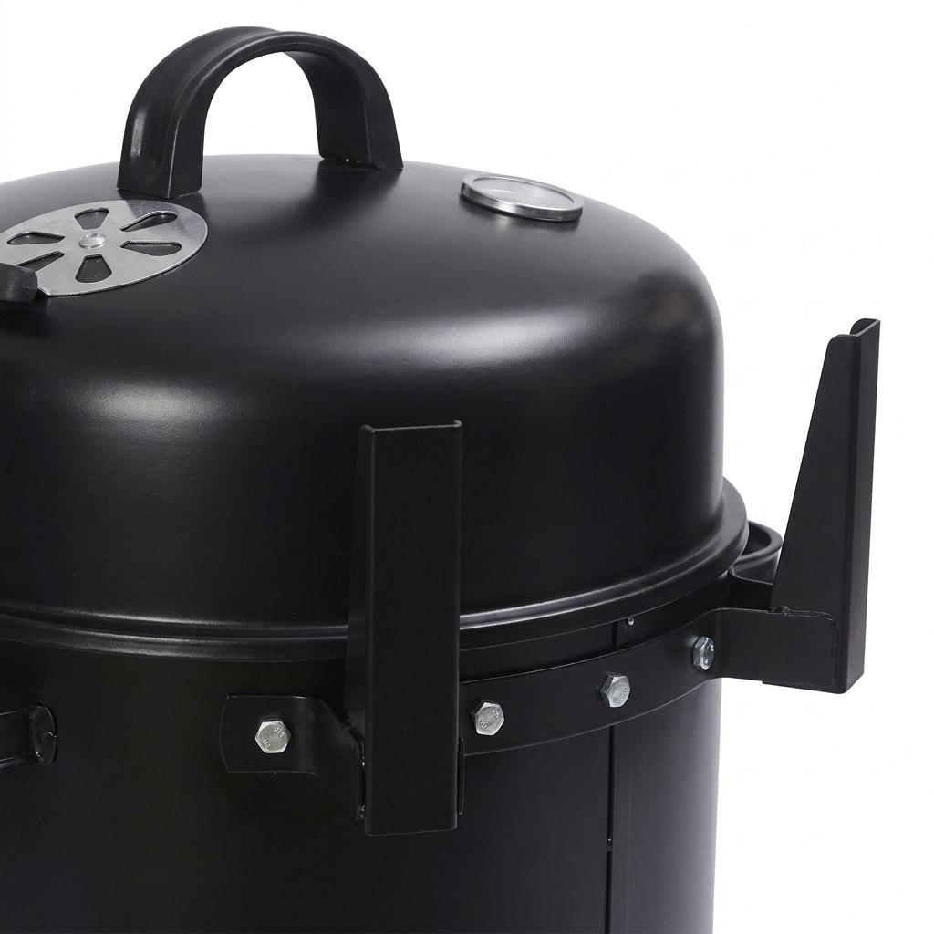2-in-1 Charcoal BBQ Smoker & Fire Pit Outdoor Garden Grill with Temperature Gauge & Adjustable Air Vents