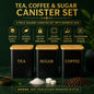 3 Piece Kitchen Storage Canister Set with Bamboo Lids Square Metal Food Storage Containers for Tea, Coffee & Sugar Utensils