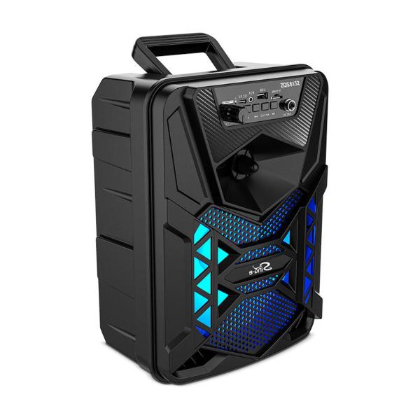 8 Inch Wireless Bluetooth Trolley Speaker with Microphone LED Lights Portable Outdoor Party Speaker with Rechargeable Battery