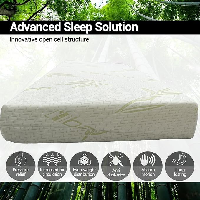 5cm Memory Foam Mattress Topper Single Bed, With Removable Bamboo Cover, Thick Soft Comfortable Antibacterial Hypoallergenic Memory Foam Mattress Enhancer For Bed