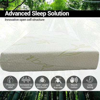 5cm Memory Foam Mattress Topper Single Bed, With Removable Bamboo Cover, Thick Soft Comfortable Antibacterial Hypoallergenic Memory Foam Mattress Enhancer For Bed