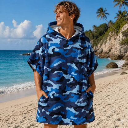 Adult Hooded Beach Towel Poncho Quick Dry Changing Robe Sand Free Lightweight Swim Cover Up 108 x 85cm for Beach Swimming Surfing Gym Camping Travel