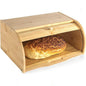 Bamboo Bread Bin Roll-Top Bread Box Wooden Kitchen Storage Bin Bread Container With Roll-Top Lid Kitchen Utensils