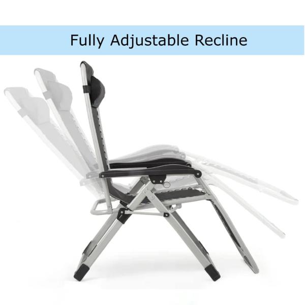 Extra Wide Gravity Chairs with cushion, 1/2  pack Deep Filled Cushions, Rust Proof, Lightweight Frame, Reclining, Includes Side Tray