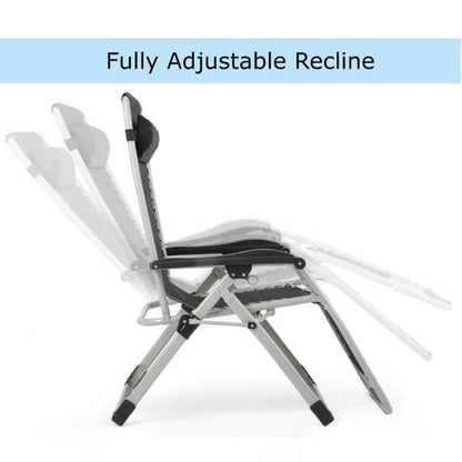 Extra Wide Gravity Chairs with cushion, 1/2  pack Deep Filled Cushions, Rust Proof, Lightweight Frame, Reclining, Includes Side Tray