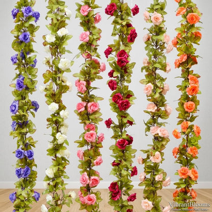 10PCS Artificial Rose Hanging Garland 2.3M Mixed Colour Flower Vine for Home, Wedding, Party & Garden Decoration