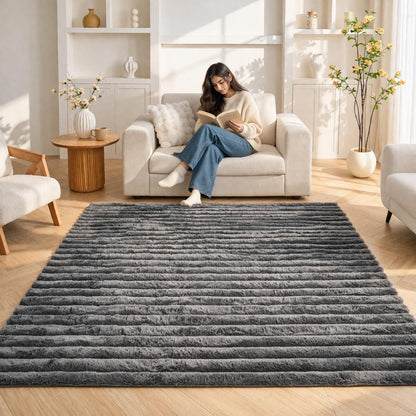 Luxury Faux Fur Rug – Soft Plush Shaggy Carpet, Carved Design Acrylic Area Rug for Living Room & Bedroom (120x170cm / 160x230cm)