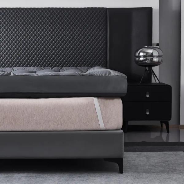 Extra Deep Mattress Topper 4 Inches 10cm Thick Luxury Hotel Quality Fluffy Breathable Bounce Back Comfy Grey Mattresses Toppers with Corner Elasticated Straps Single Double Super King Bedding Size