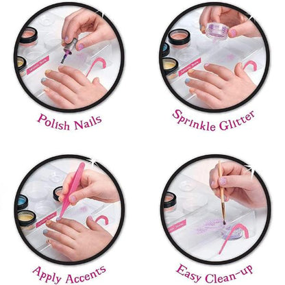 Nail Art Studio Kit for Kids with Battery Nail Dryer Washable Manicure Set with Stickers Glitter & Polish Pens Creative Toy Gift for Girls, Perfect for Parties & Playdates