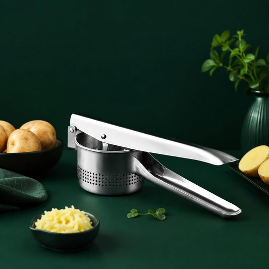 Stainless Steel Potato Ricer & Masher with Non-Slip Handle, Heavy Duty Handheld Potato Press for Smooth Mashed Potatoes, Vegetable Ricer for Home Kitchen Cooking