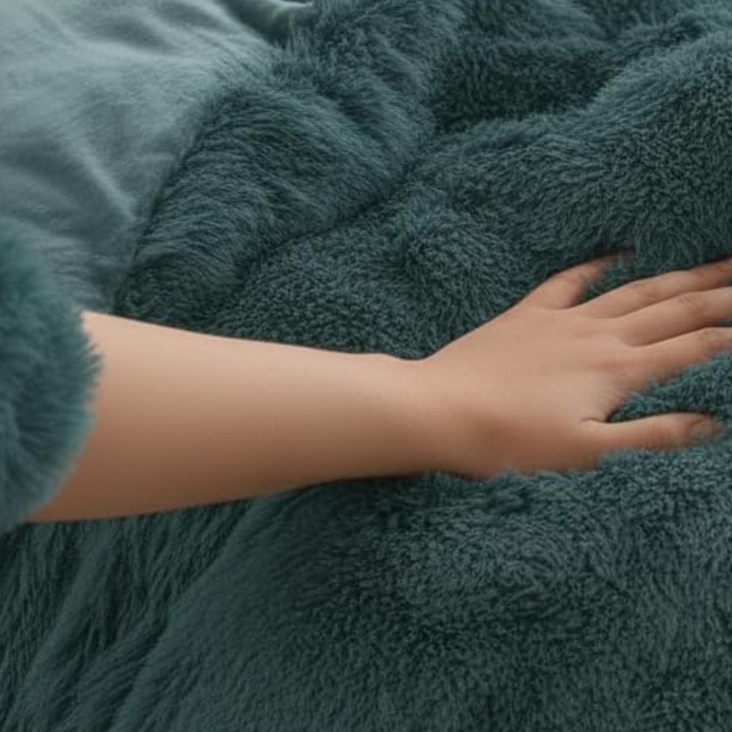 Teddy Fleece Bedding Set Snuggle Cuddle Hugg Snug Sherpa Duvet Cover with Pillowcase Super Soft Fluffy & Warm Thermal Winter Bed Set Teal