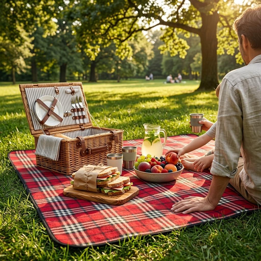Waterproof Picnic Blanket Mat 150x130cm Foldable Outdoor Fleece Blanket with Carry Handle for Beach Camping BBQ