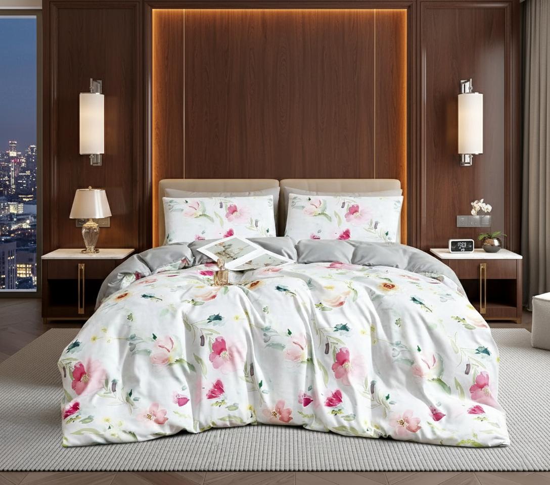 Floral Duvet Cover Set 3 Piece Double & King Size Soft Microfiber Bedding Set with 2 Pillowcases Floral Bed Linen Quilt Cover UK