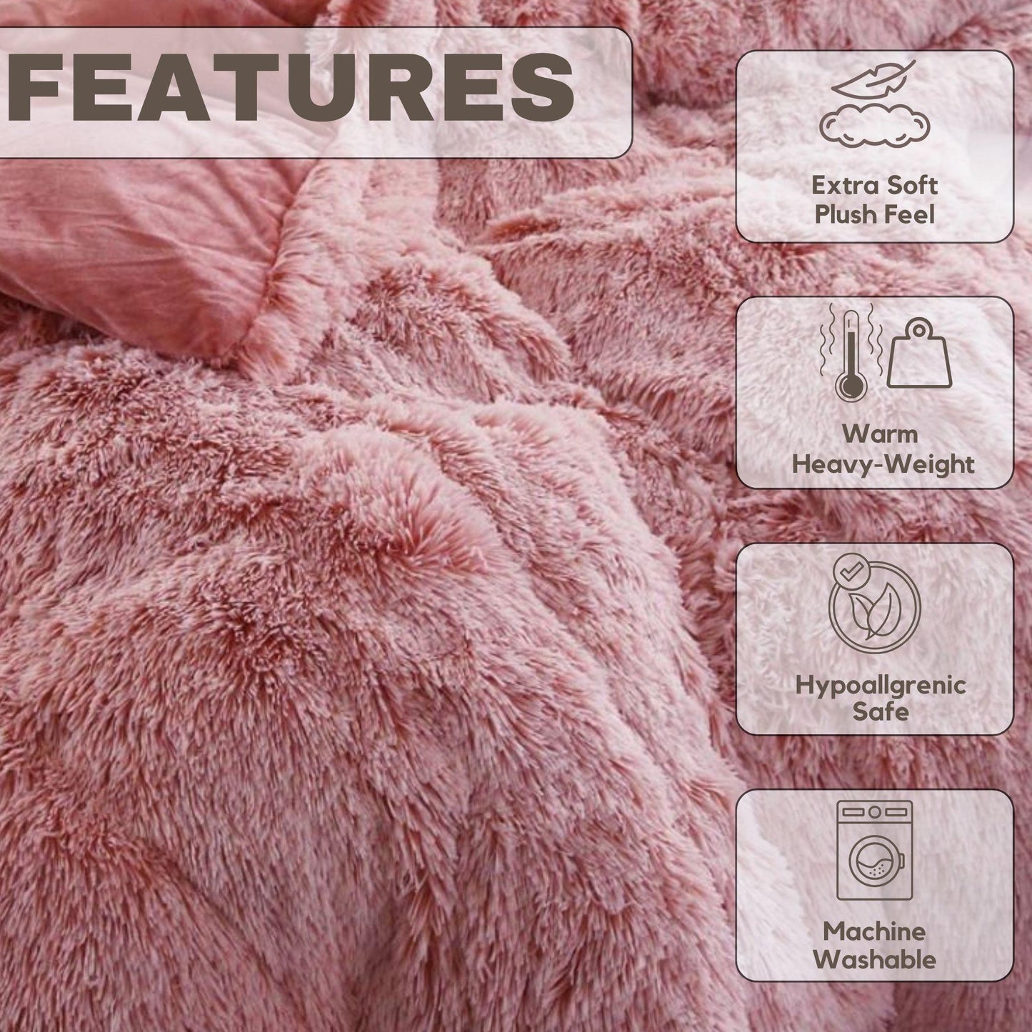 Cozy & Snuggle Bedding Set Plush Duvet Cover with Pillowcases, quilts Soft Warm for nights ( Pink )