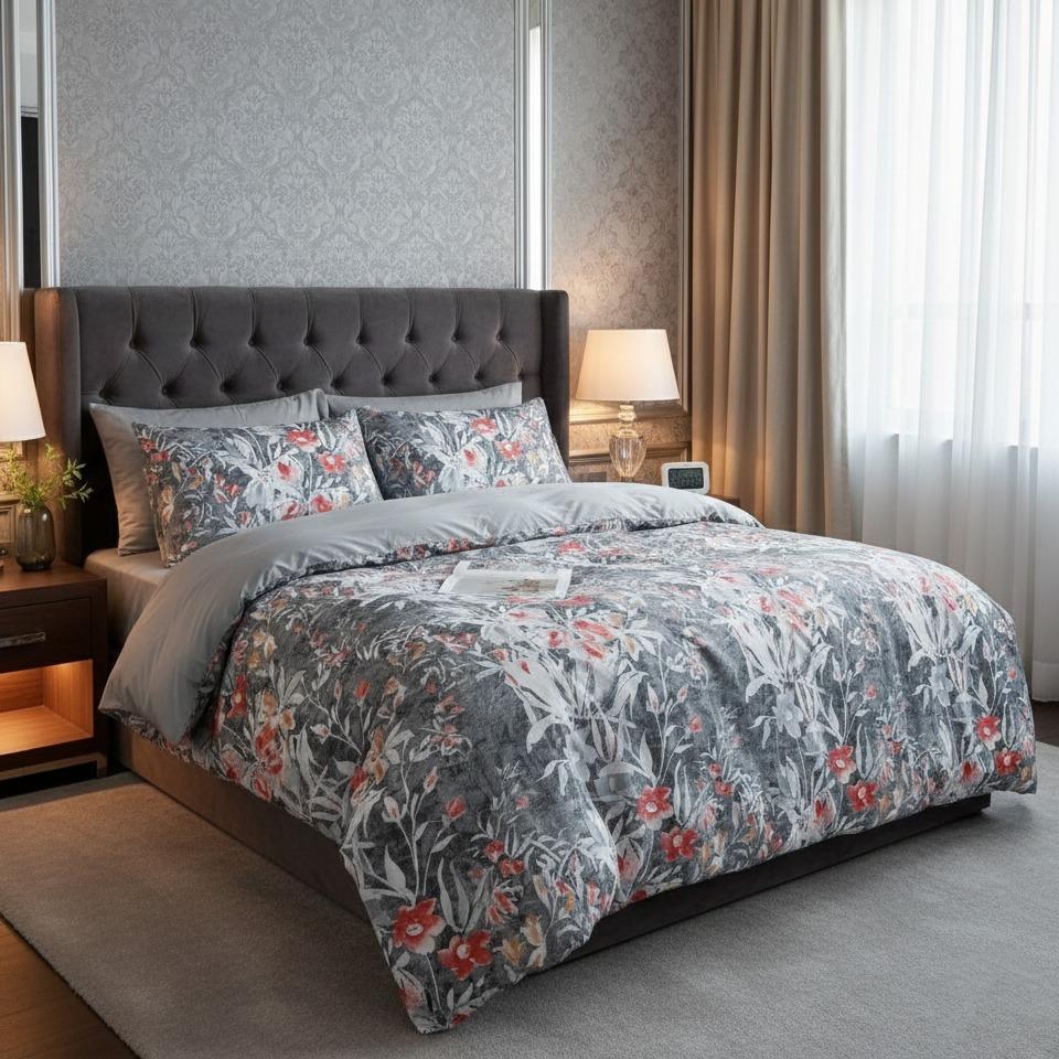 Floral Duvet Cover Set 3 Piece Double & King Size Soft Microfiber Bedding Set with 2 Pillowcases Floral Bed Linen Quilt Cover UK