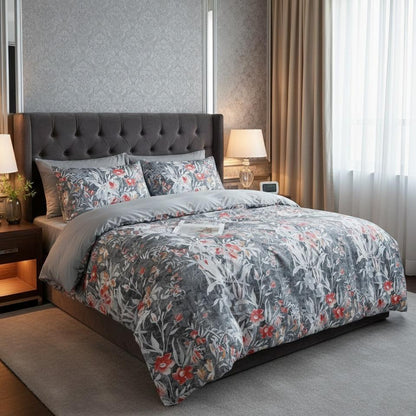Floral Duvet Cover Set 3 Piece Double & King Size Soft Microfiber Bedding Set with 2 Pillowcases Floral Bed Linen Quilt Cover UK