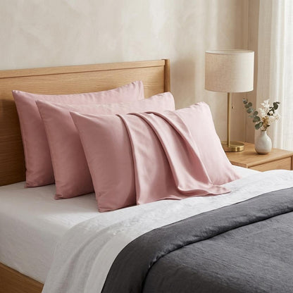 4 Pack Microfiber Pillowcases 50x75cm Standard Size Soft Breathable Pillow Covers with Envelope Closure Smooth Brushed Bedding Set