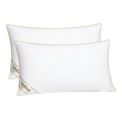 Luxury Goose Feather & Down Pillows 85% Feather 15% Down Anti-Allergy Soft Support UK Size 48x74cm (Pack of 2 / 4)