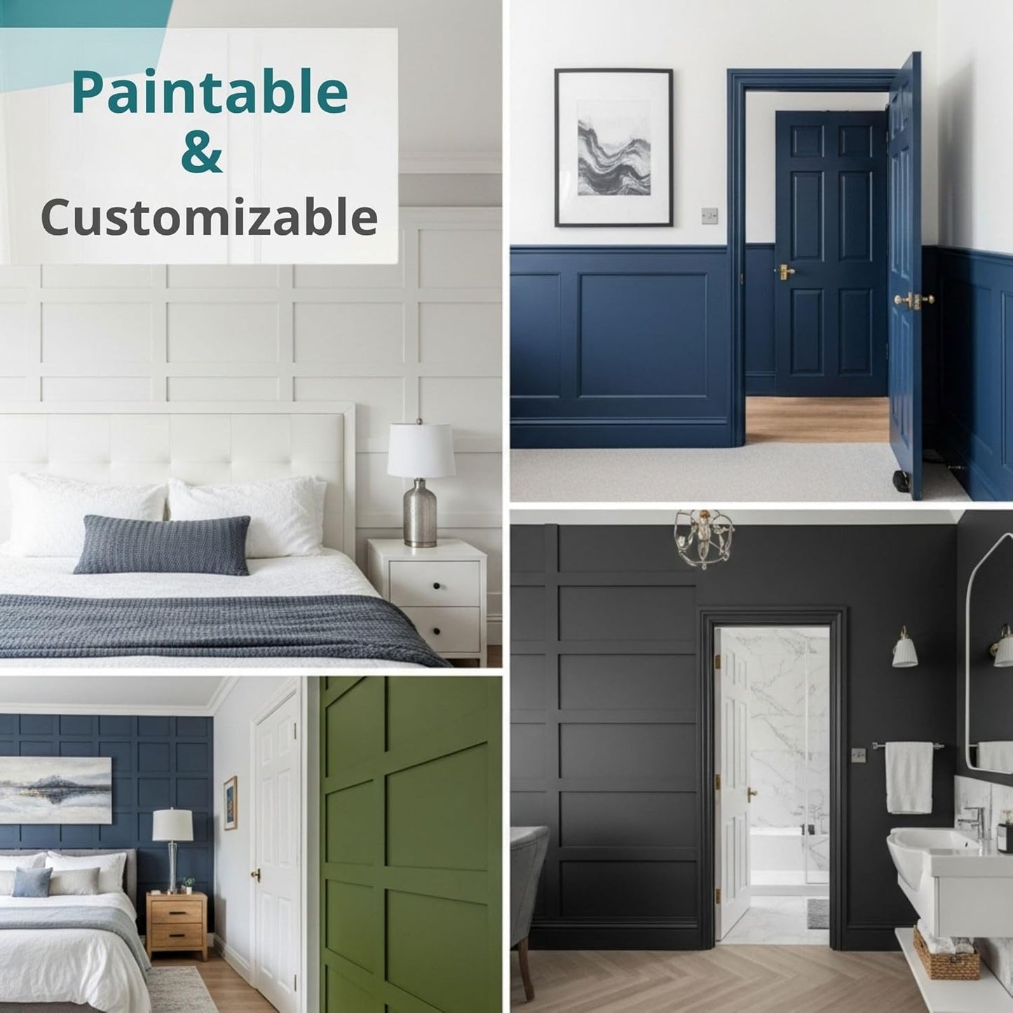 6 Piece Paintable MDF Wall Panels 3D Decorative Wall Slats for Interior Feature Walls, DIY Shaker Style Wall Panelling, Moisture Resistant