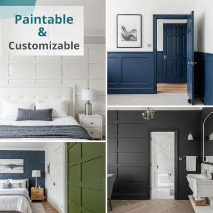 6 Piece Paintable MDF Wall Panels 3D Decorative Wall Slats for Interior Feature Walls, DIY Shaker Style Wall Panelling, Moisture Resistant