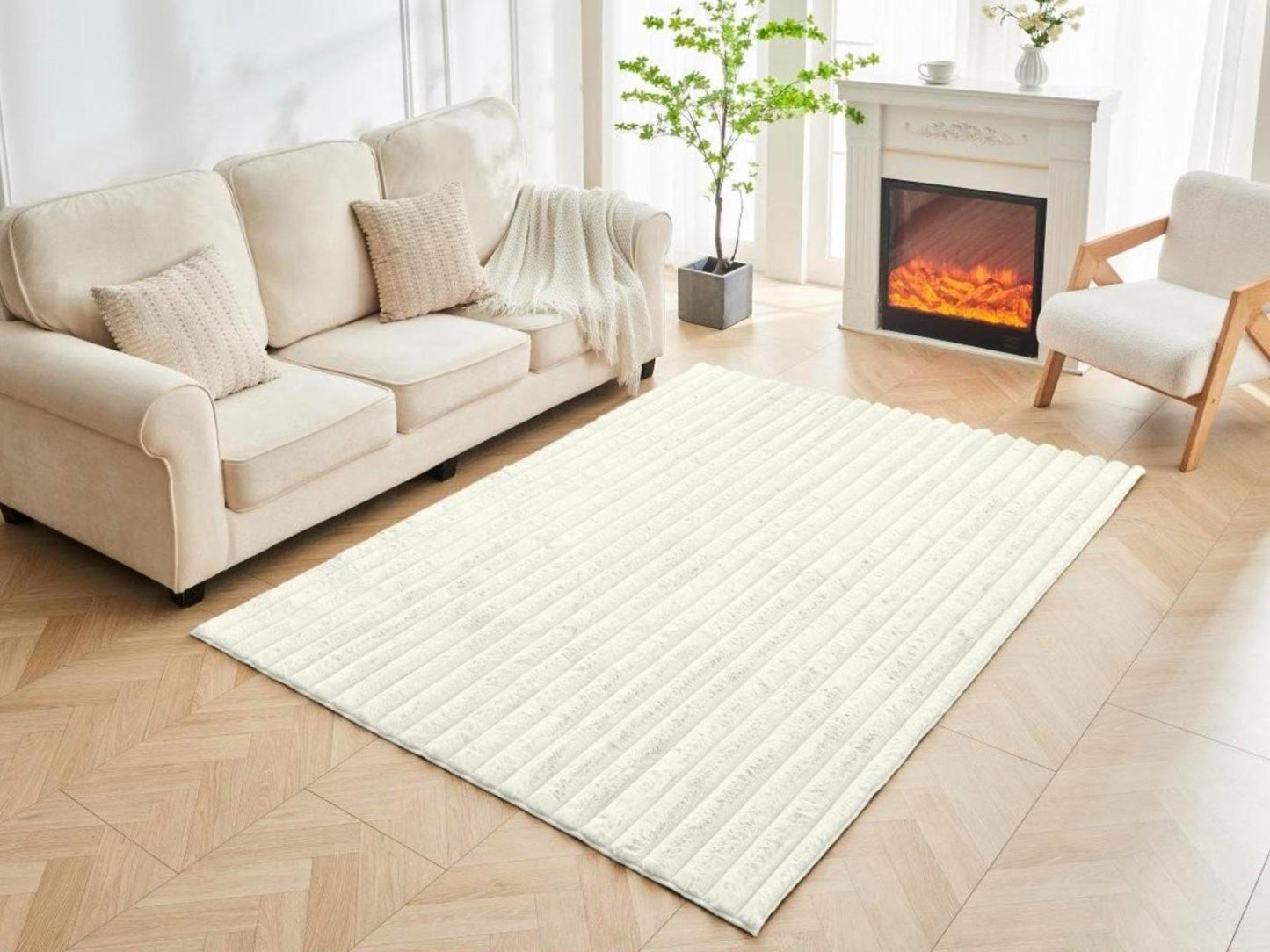 Luxury Faux Fur Rug – Soft Plush Shaggy Carpet, Carved Design Acrylic Area Rug for Living Room & Bedroom (120x170cm / 160x230cm)