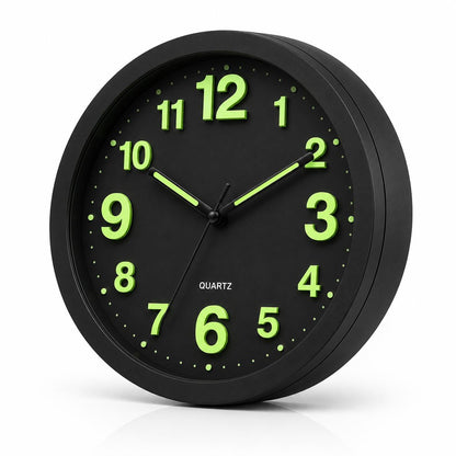 Glow in the Dark Wall Clock 30cm Luminous Numbers & Hands Silent Bedroom Clock Stylish Home Décor AA Battery UK