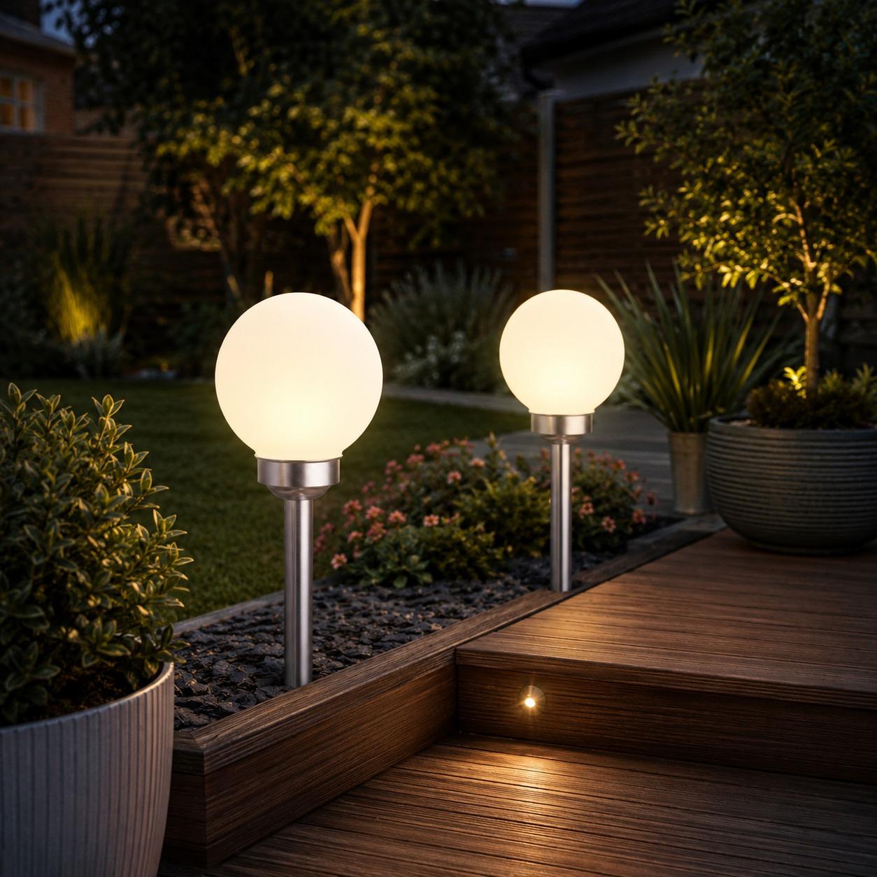 2PCS Solar Outdoor Ball Lights 43cm LED Garden Globe Lights Waterproof Yard Patio Pathway Lighting